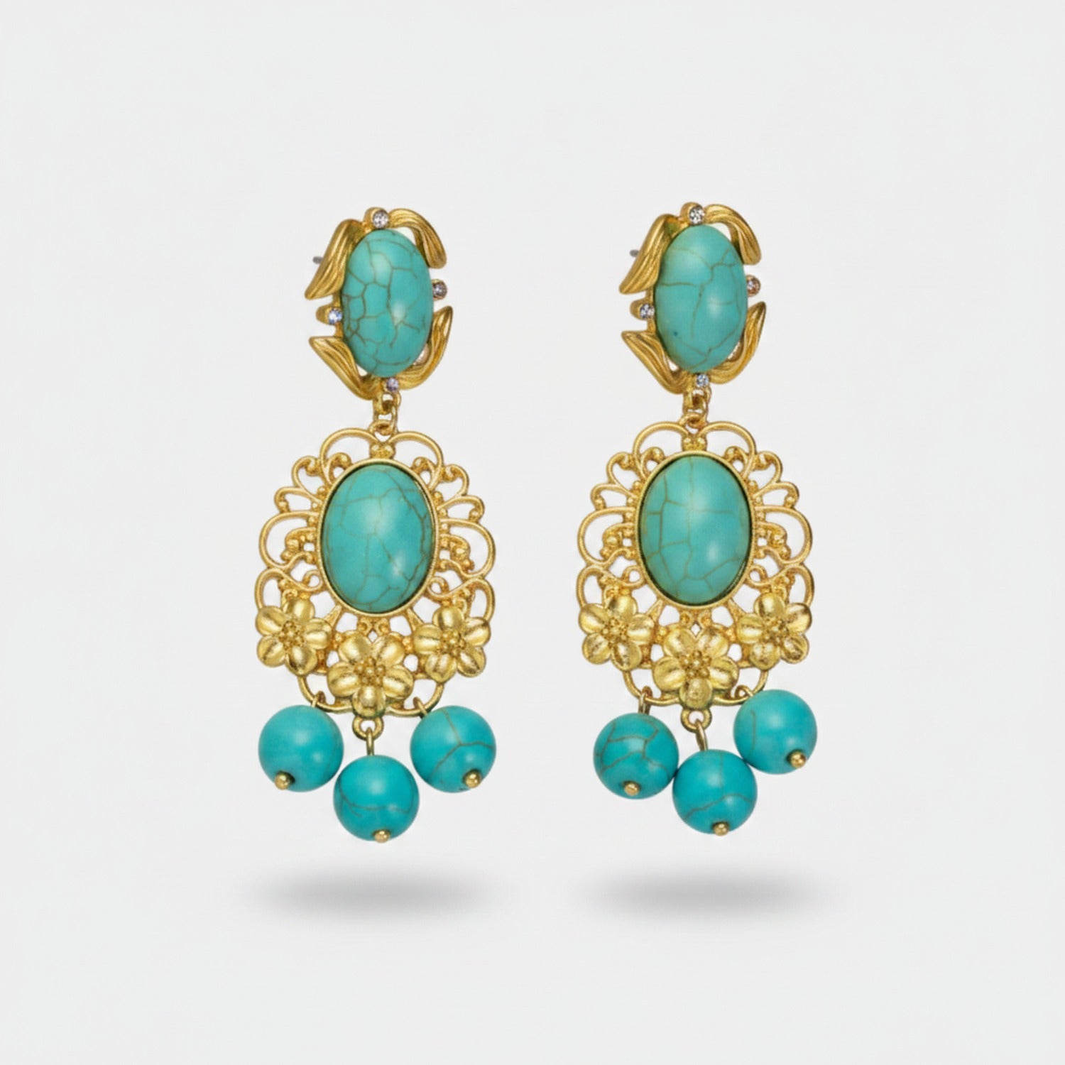 Turquoise Statement Drop Earrings Turquoise