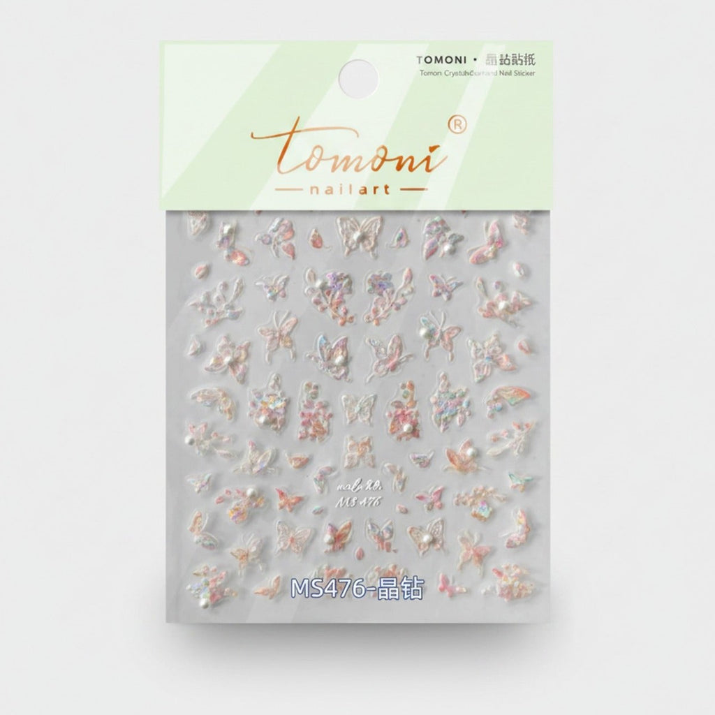 Butterfly Flower Crystal Nail Stickers – Korean nail care (view 1)
