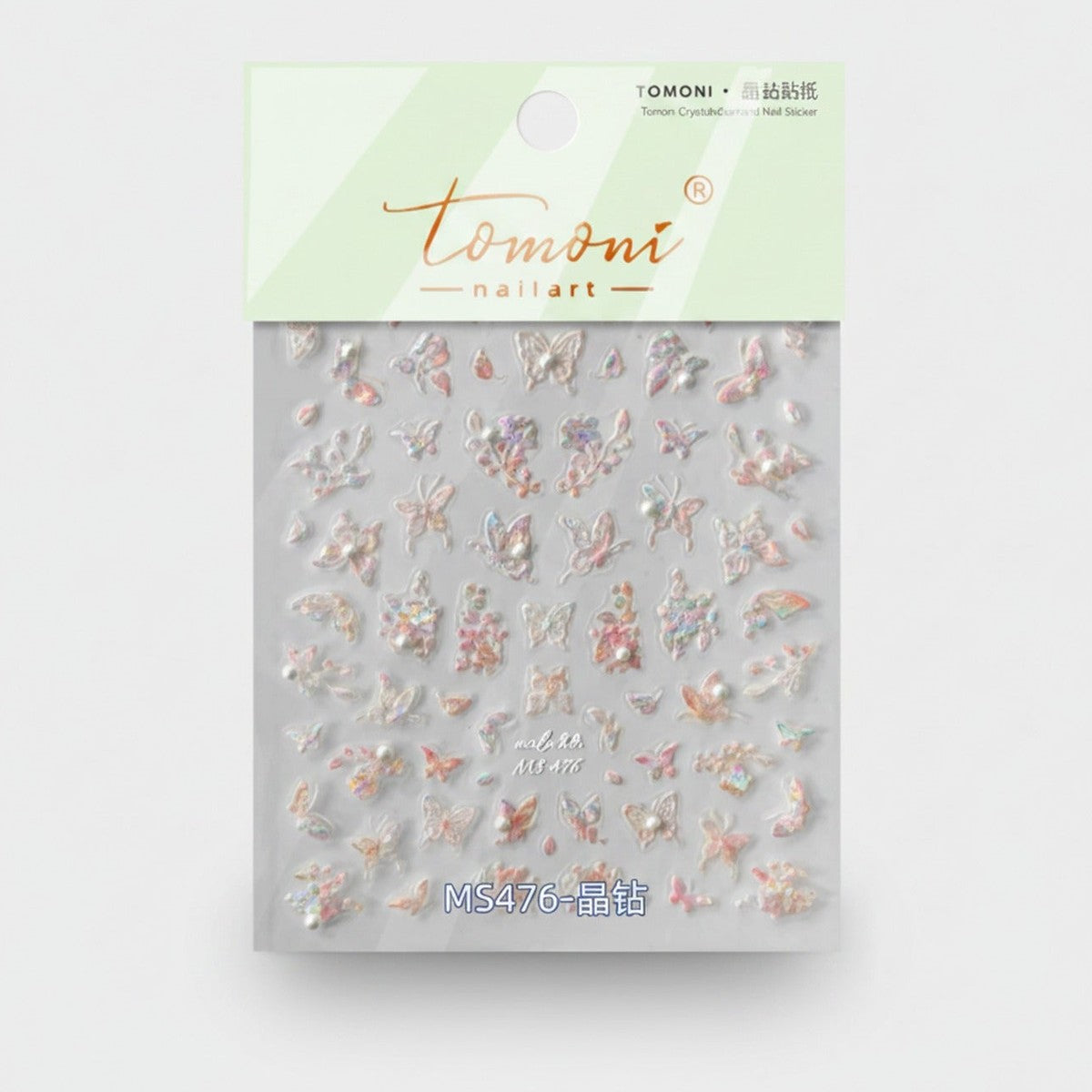 Butterfly Flower Crystal Nail Stickers – Korean nail care (view 1)