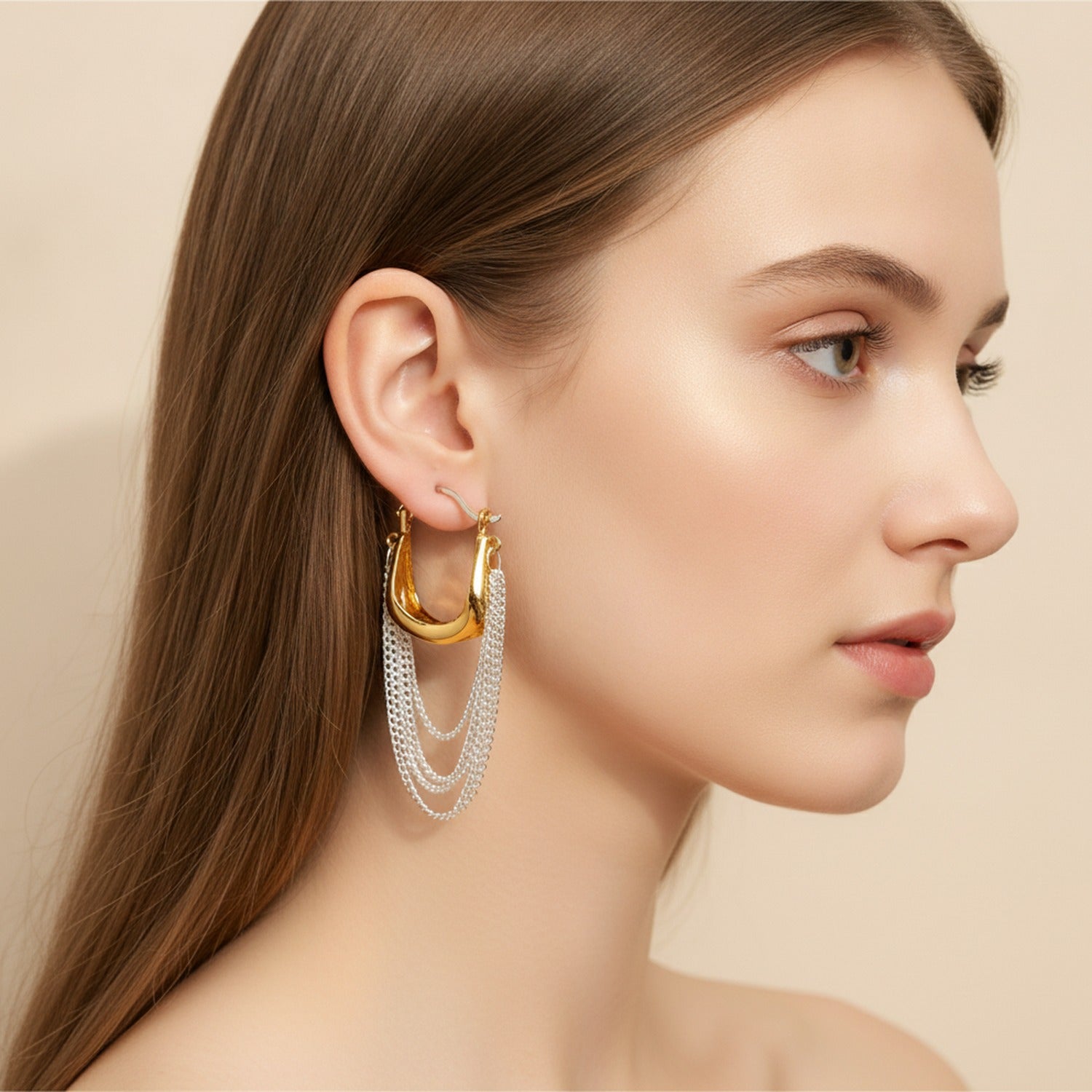 Gold & Silver Mesh Chain Hoops Gold & Silver