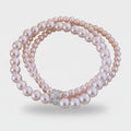 Pink Pearl Beaded Multi-Strand Bracelet with Rhinestone Clasp – jewelry (view 1)