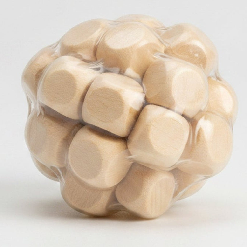 Wooden Crunchy Squishy Ball Stress Relief Fidget Toy - Brown