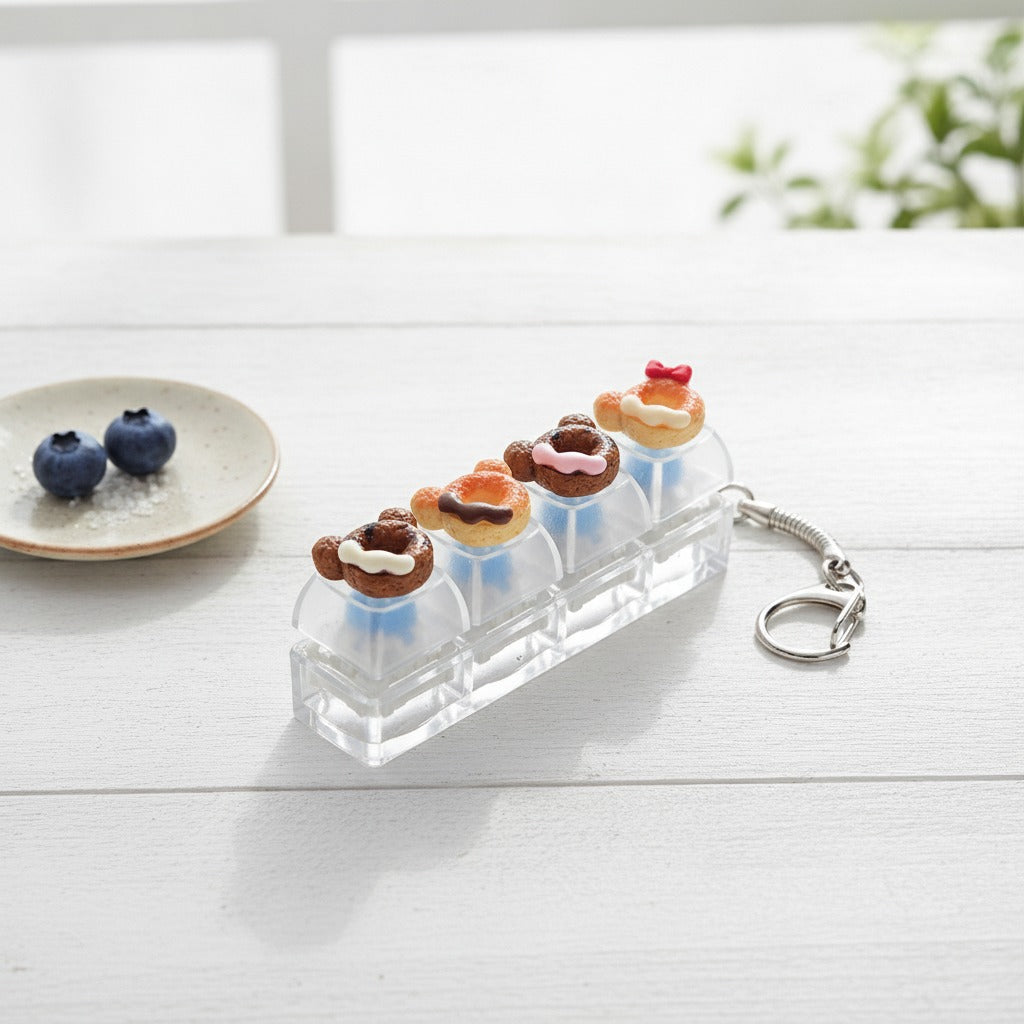 Tiny Donut Keychain - Clear Bear