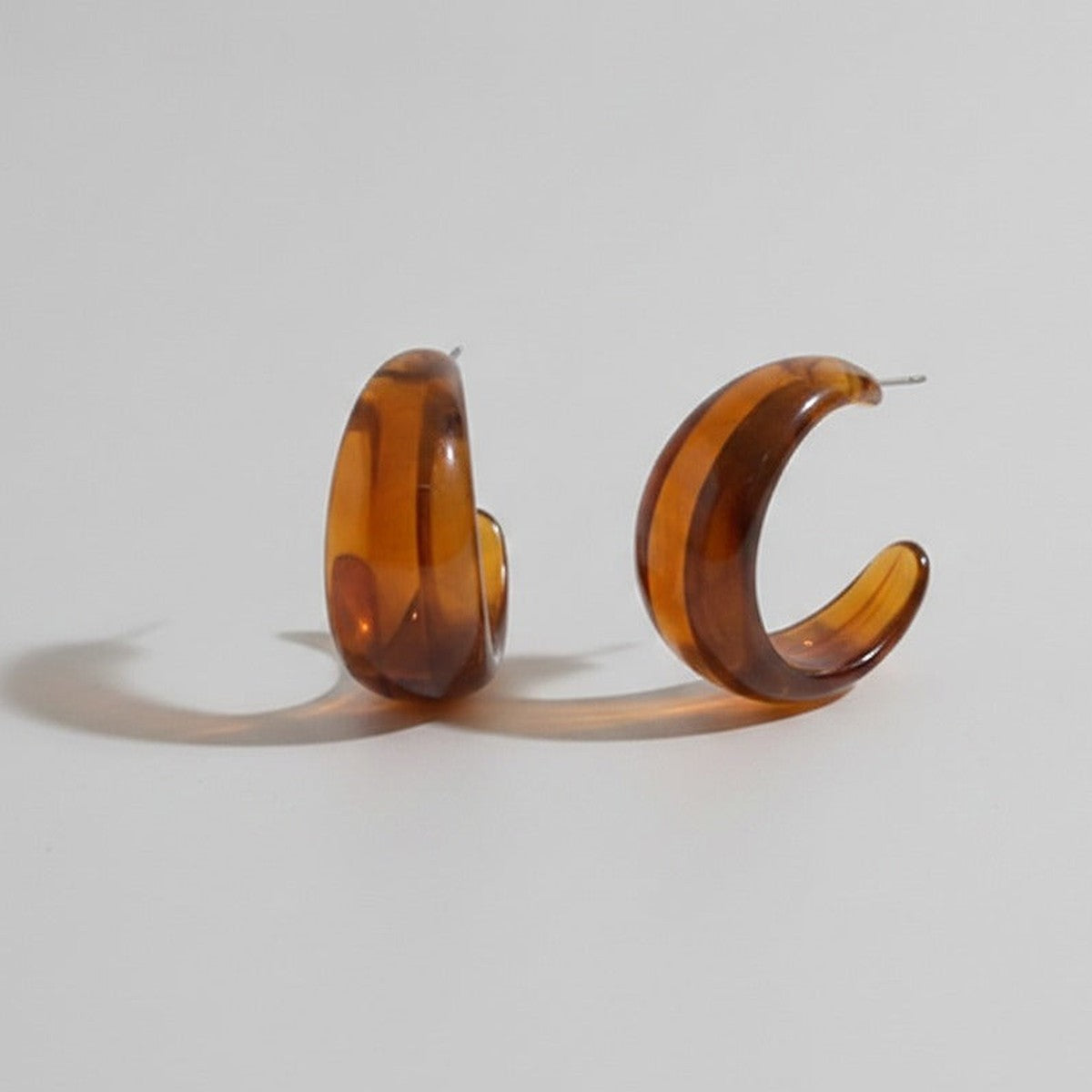 Amber Tortoiseshell Dome Resin Stud Earrings – jewelry (view 1)