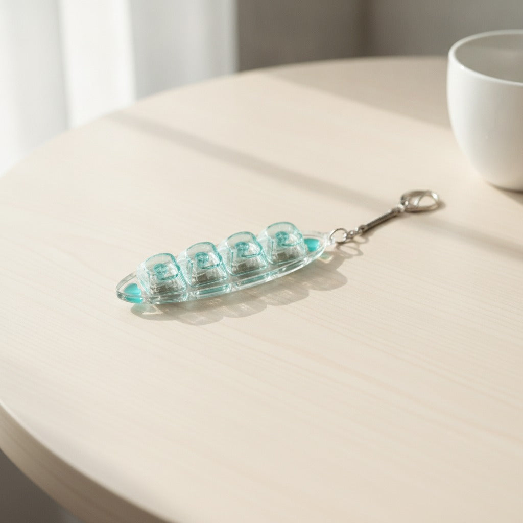 Heart Keycap Light-Up Keychain - Mint