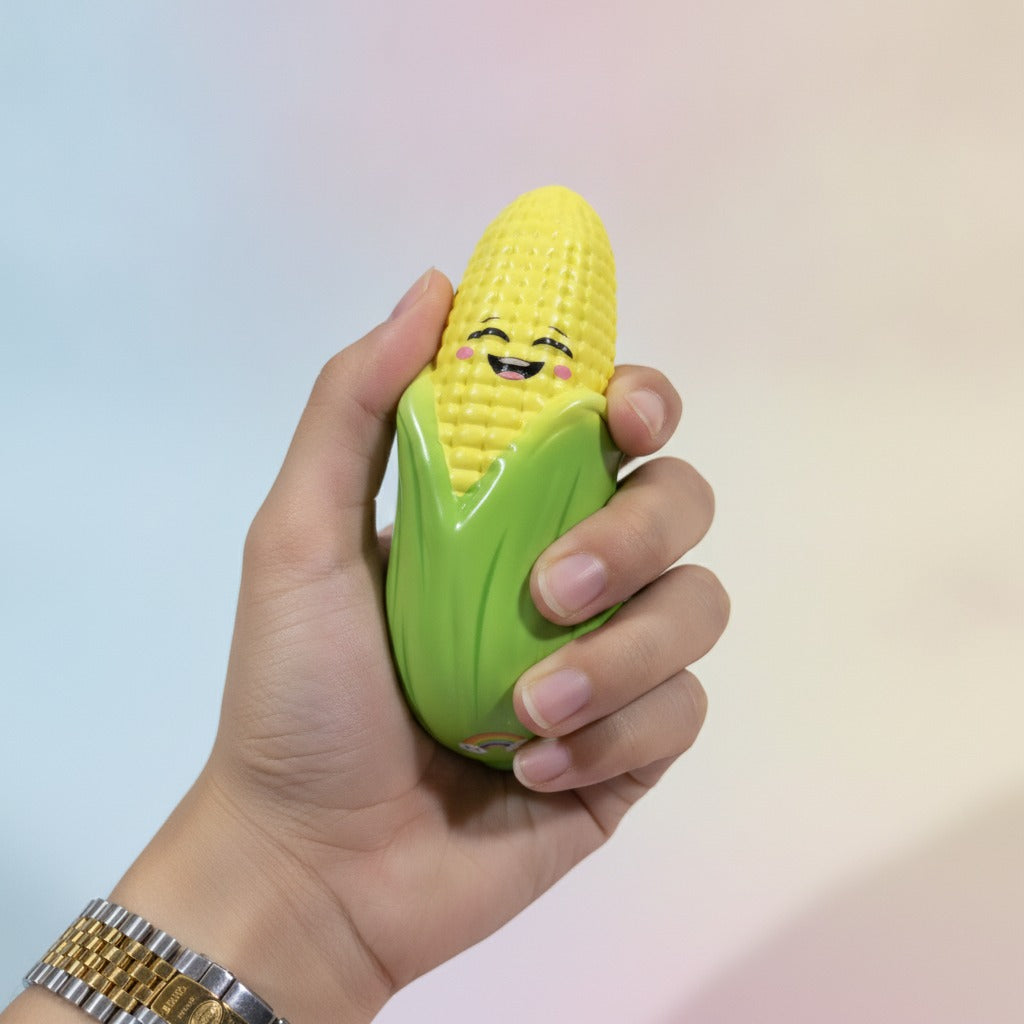 Smiley Corn Cob Squishy - Classic Corn - squeeze in hand