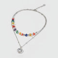 Rainbow Beaded Heart Layered Necklace