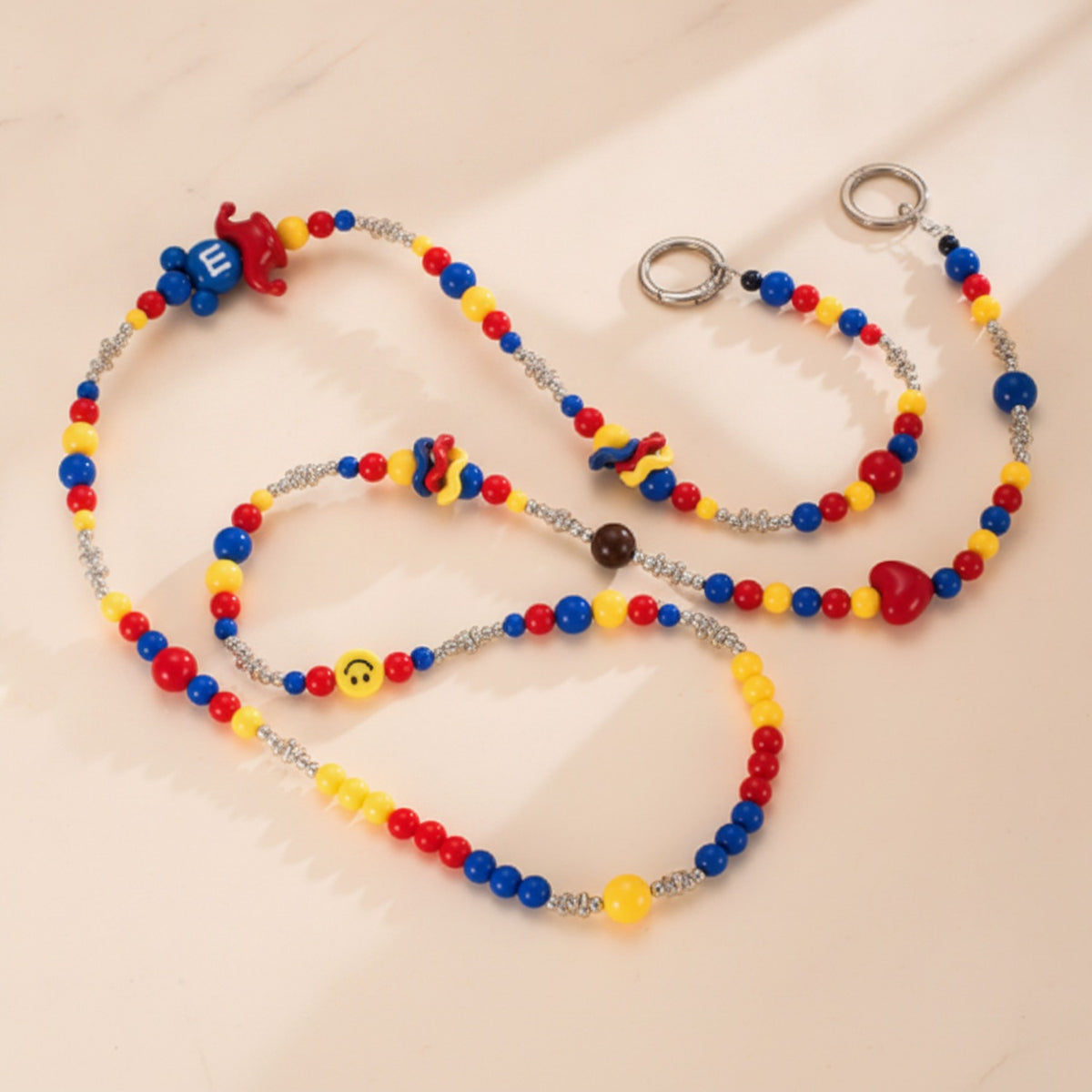 Beaded Phone Charm Strap - Clown Hat & Smiley