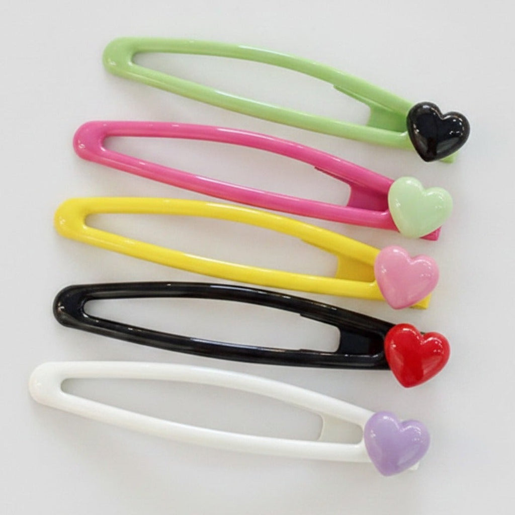 Gemstone Hair Clip Set - Green & Heart Details – hair accessories (view 1)