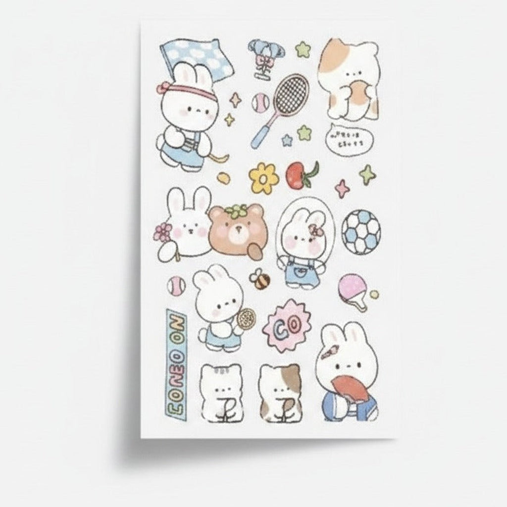 Kawaii Bunny Sticker Sheet Set - Garden Friends