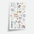 Kawaii Bunny Sticker Sheet Set - Garden Friends