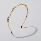 Pearl And Rhinestone Velvet Headband - Champagne – hair accessories (view 1)