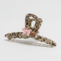 Leopard Print Hair Claw With Pink Bow – hair accessories (view 1)