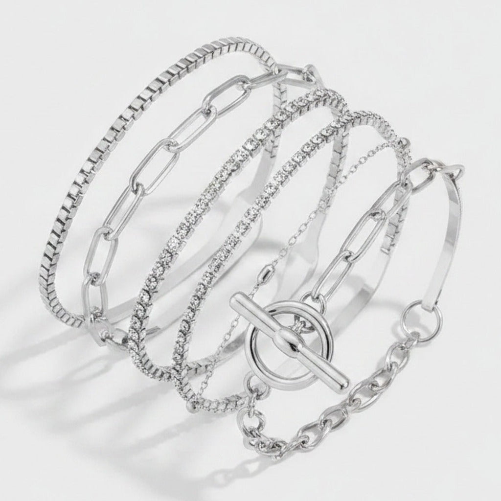 Chain Link Bracelet Set With Toggle Clasp - Style One – jewelry (view 1)