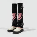 Heart Outline Slouchy Crew Socks - Black & Pink