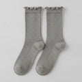 Slouch Crew Socks with Scalloped Edge - Korean Gray