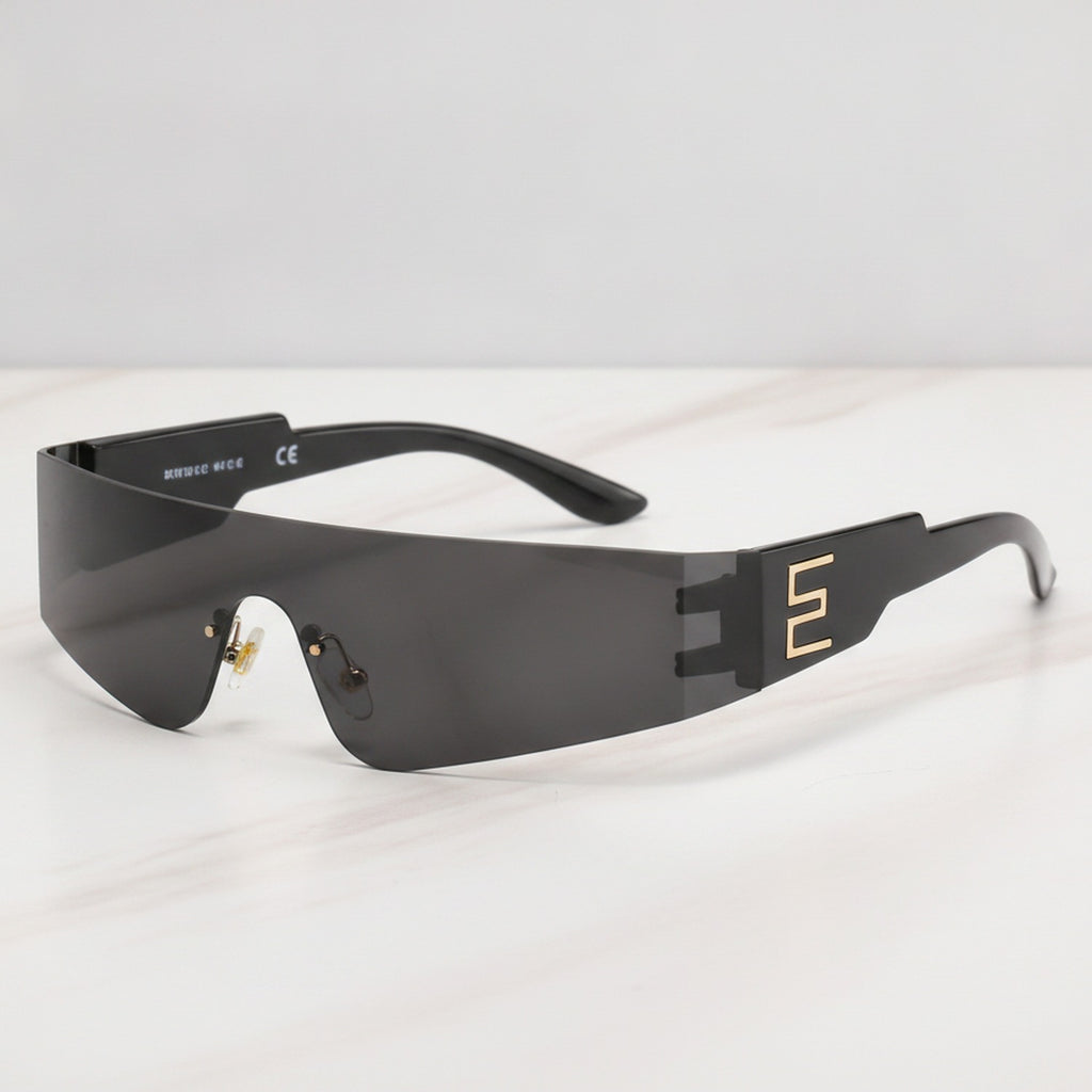 Futuristic Shield Sunglasses - Black