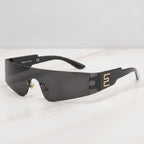 Futuristic Shield Sunglasses - Black