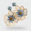 Blue And Gold Flower Dangle Earrings – jewelry (view 1)