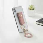 Heart Cutout Leather Keychain - Blush Pink