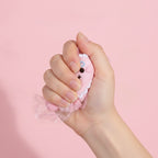 Fuzzy Cat Squishy Keychain - Pink - squeeze in hand