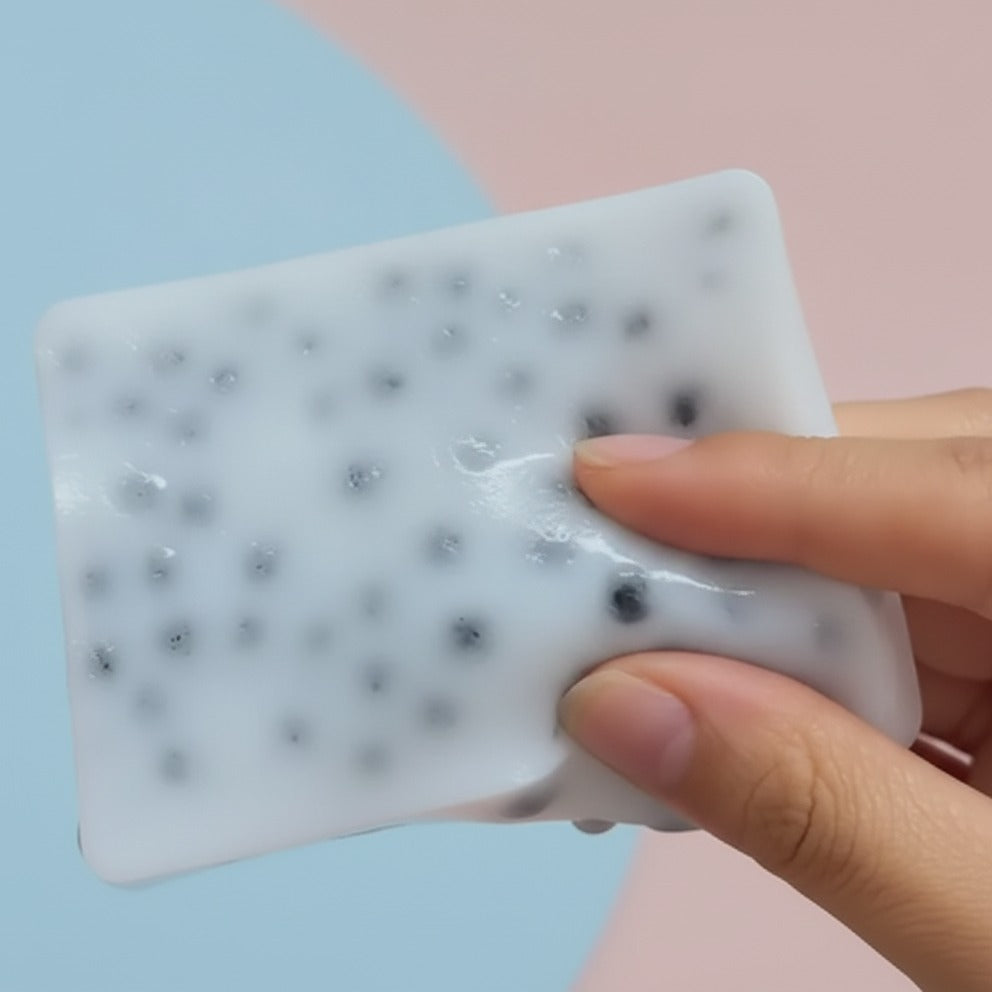 Speckled Blue-Gray Rectangular Squishy Stress Toy - squeeze in hand