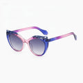 Cat Eye Sunglasses With Lace Detailing Pink Blue – eyewear (view 1)