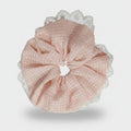 Lace Ruffle Pink Textured Hair Scrunchie – hair accessories