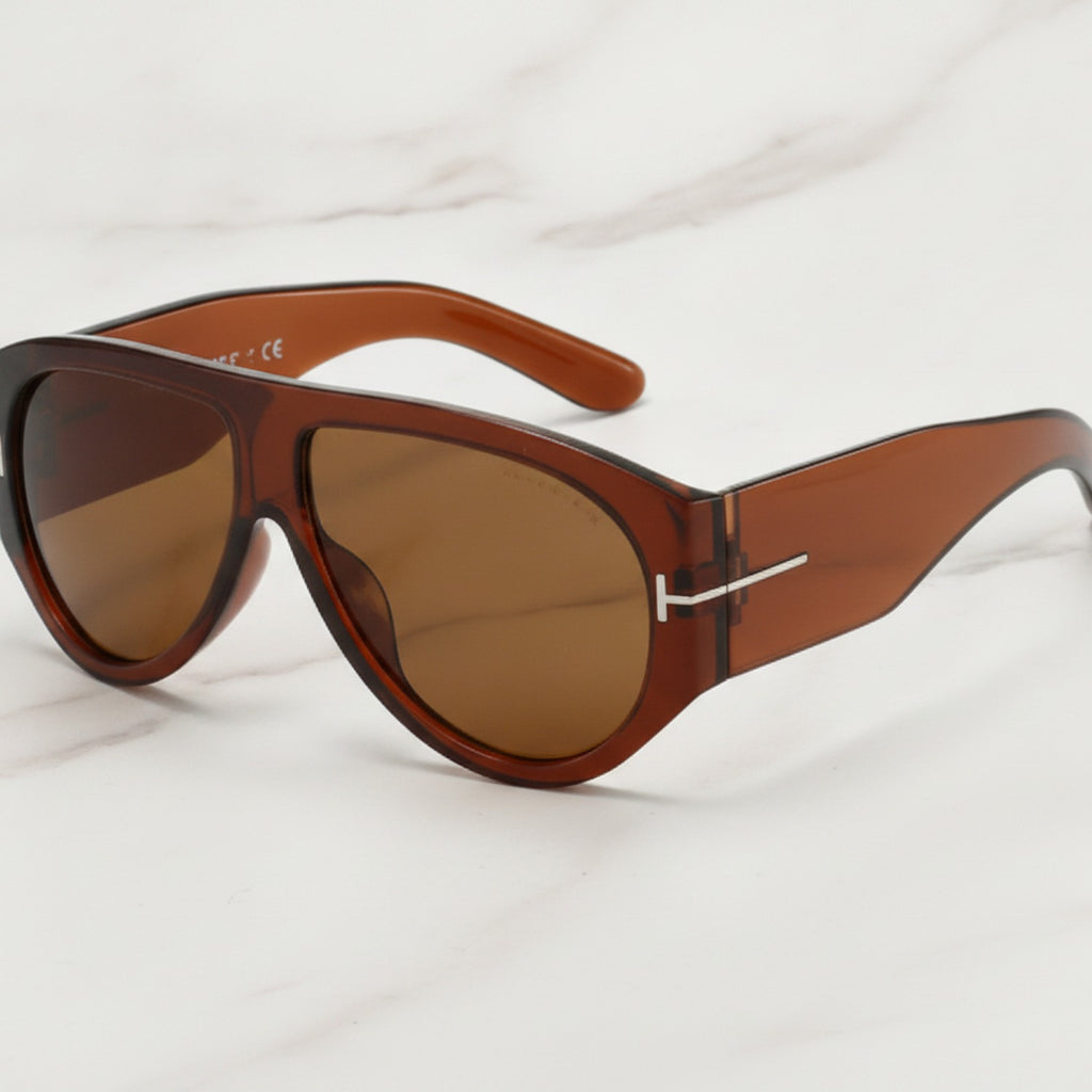 Oversized Aviator Tinted Sunglasses - Brown & Brown