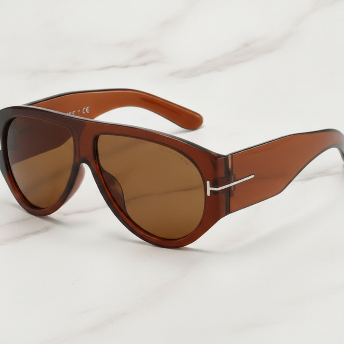 Oversized Aviator Tinted Sunglasses - Brown & Brown
