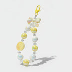 Pearly Bow Beaded Keychain - Yellow