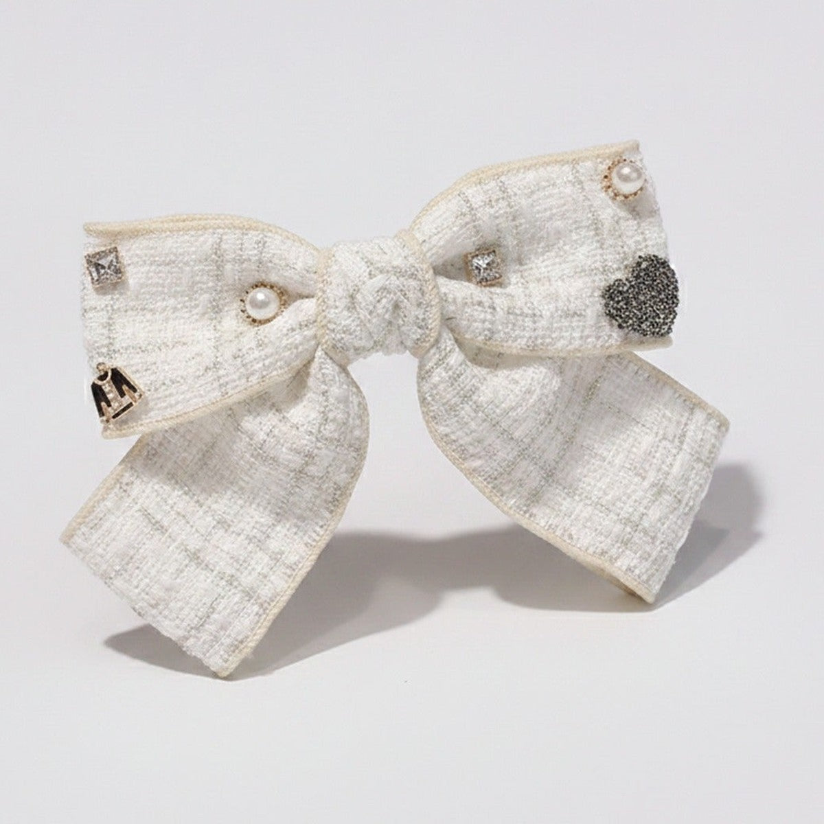 Pearl & Rhinestone Textured Horse Hair Clips – hair accessories (view 1)