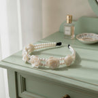 Pearl Double Row Camellia Headband - Pearl Camellia