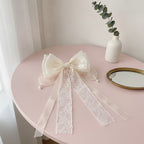 Sheer Bow Hair Claw - Lace Pink