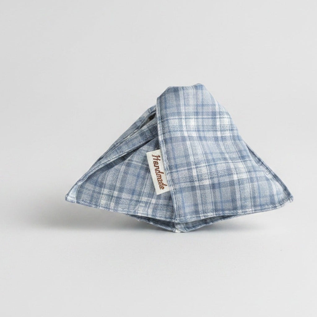 Blue Plaid Linen Hair Claw Clip – hair accessories (view 1)