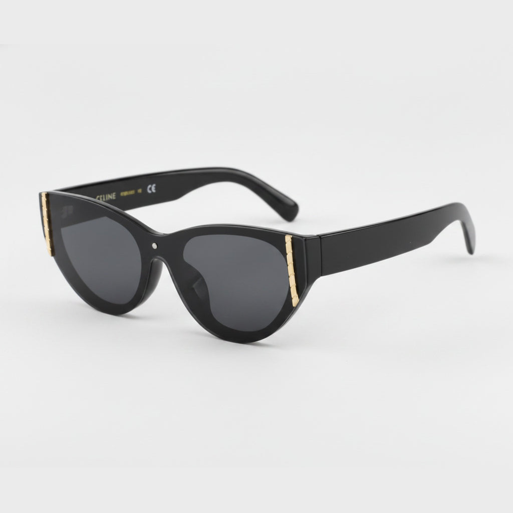 Oversized Cat-Eye Sunglasses - Black with Gray Lens