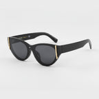 Oversized Cat-Eye Sunglasses - Black with Gray Lens