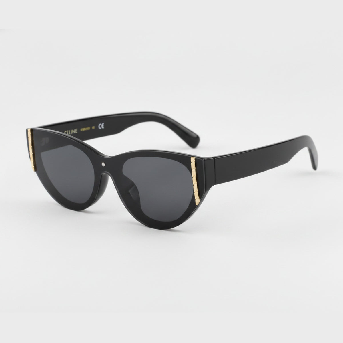 Oversized Cat-Eye Sunglasses - Black with Gray Lens