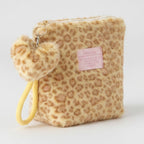 Fuzzy Leopard Zip Pouch - Yellow