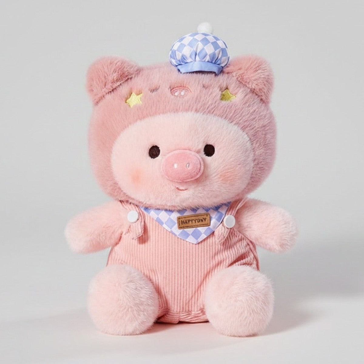 Pink Plush Pig Plushie With Blue Hat And Stars – novelty & toys (view 1)