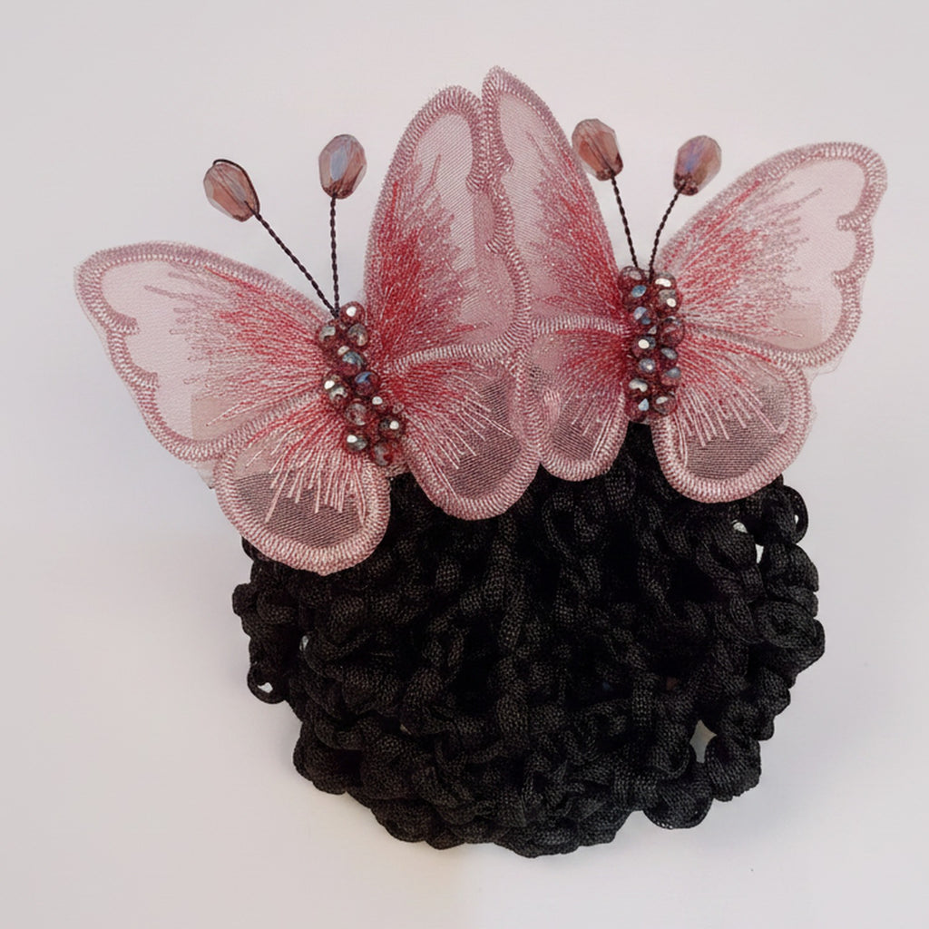 Embroidered Butterfly Hair Claw - Pink