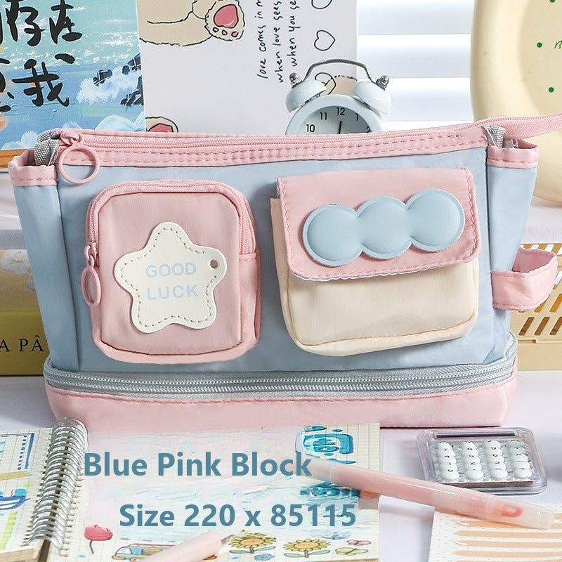 Color-blocked dopamine pencil case - Pink