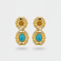 Gemstone Statement Drop Earrings Gold