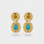 Gemstone Statement Drop Earrings Gold