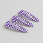 Teardrop Hair Clips Set - Purple Check – hair accessories (view 1)