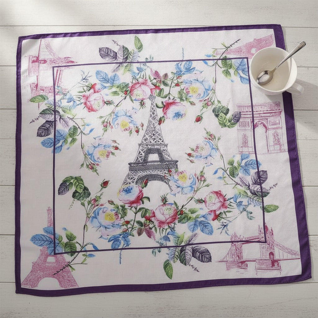 Parisian Floral Square Scarf - Lavender Floral