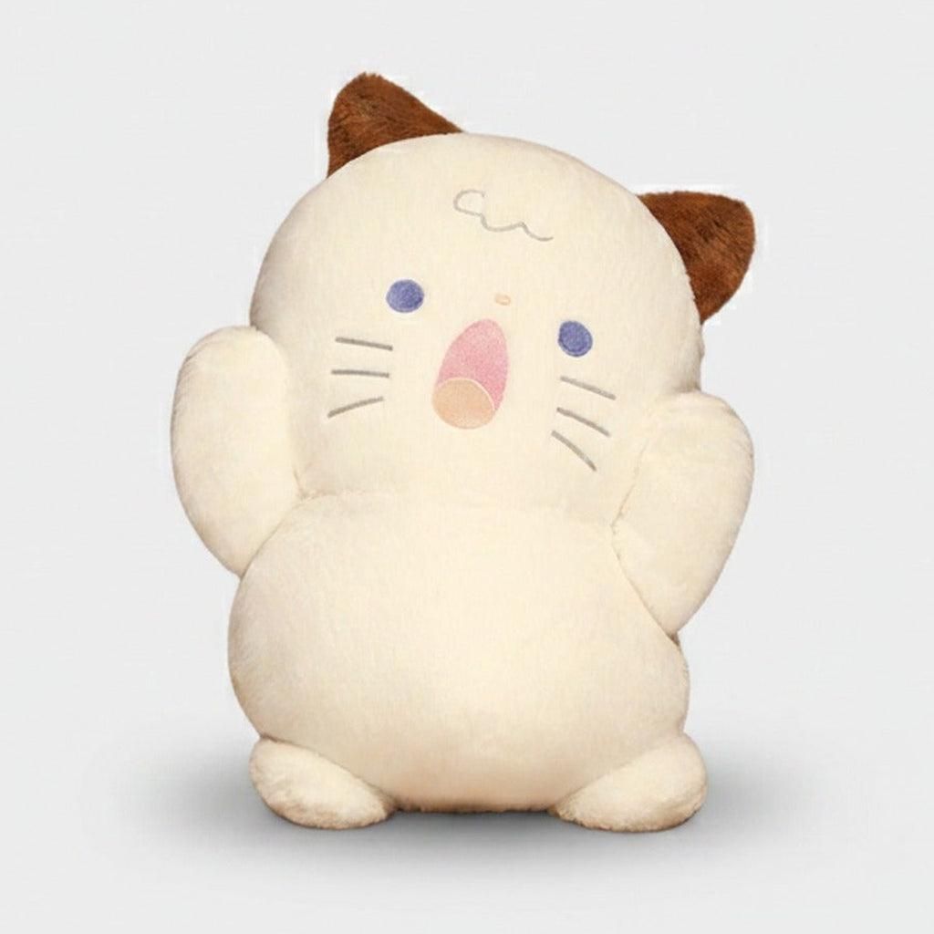 Adorable Cream Cat Plush Toy With Brown Ears – novelty & toys (view 1)