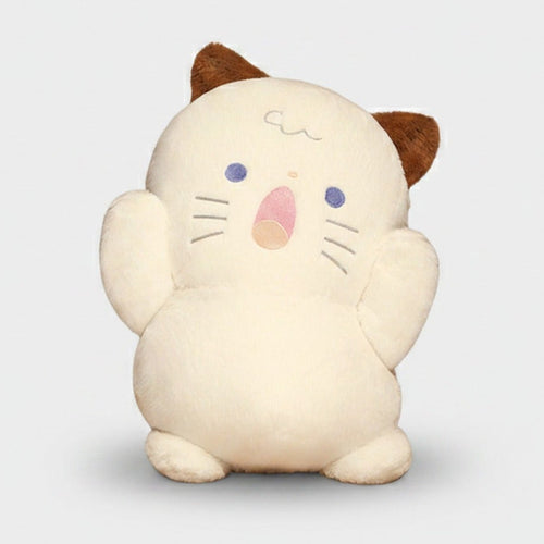 Adorable Cream Cat Plush Toy With Brown Ears – novelty & toys (view 1)