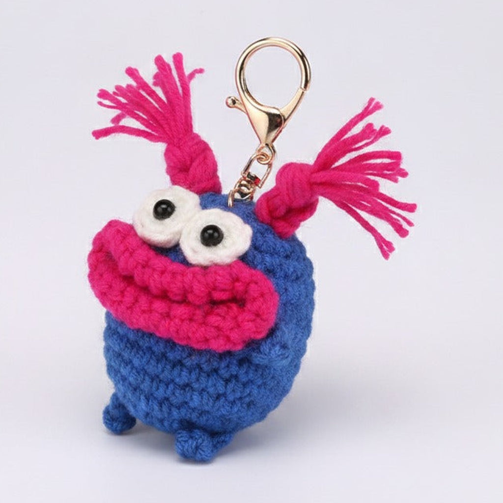 Fuzzy Monster Keychain Set - Blue