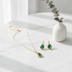 Emerald Teardrop Jewelry Set